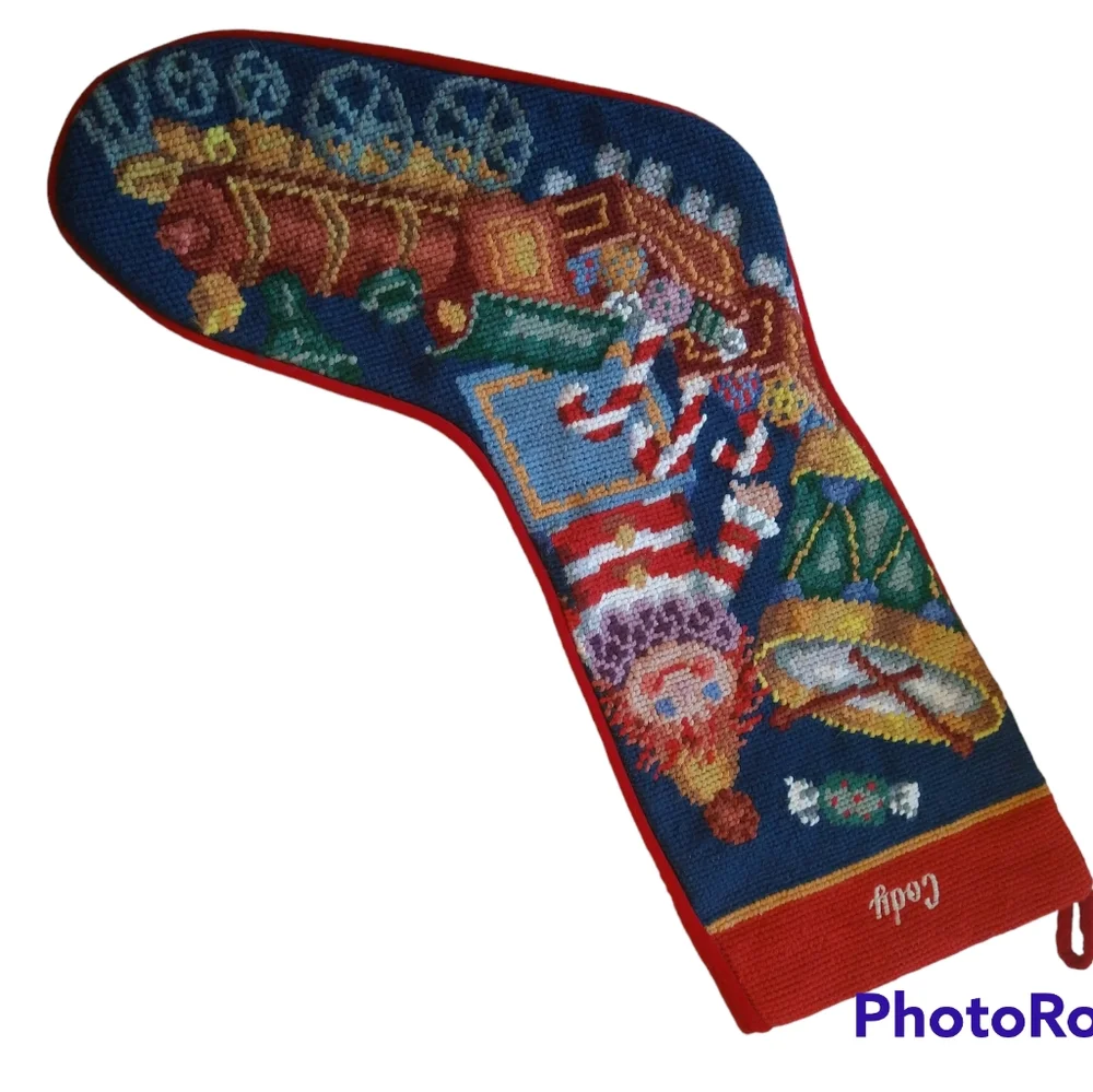Vintage Bucilla Cross Stitch‎ Stocking Christmas Ornaments Velvet Personalized